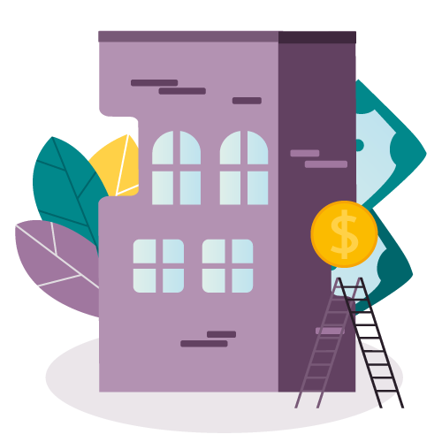 Icon of building with money
